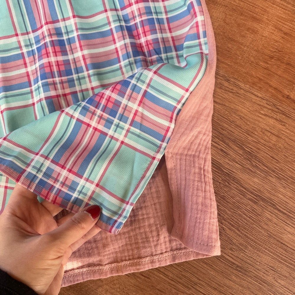 Plaid Patchwork Button Down Blouse Size Medium Pi… - image 5